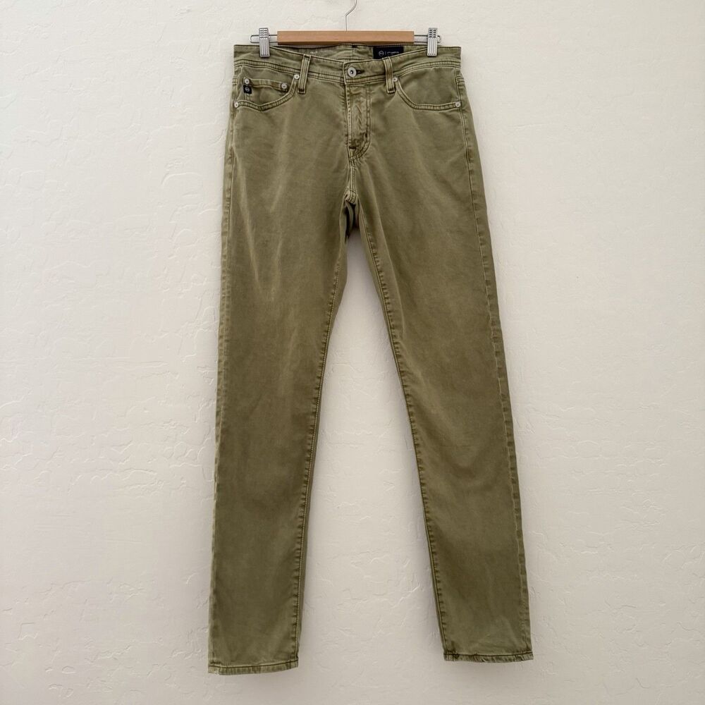 AG Adriano Goldschmied Tellis Modern Slim Jeans Mens 30 Olive Green Stretch